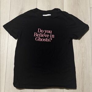 Lonely Ghost “Do You Believe In Ghosts? “ Kid’s Black Graphic Tee Size M